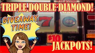 GIVEAWAY TIME!!! Plus Does GREG do it to me again?! ‍️ Triple Double Diamond $30 Bets HANDPAYS!