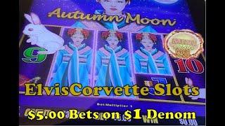 Autumn Moon | Live Play | $5/$1 Denom | 4 Great Bonuses & Line Hits
