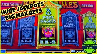 HUGE JACKPOTS/ 5 DRAGONS SLOT JACKPOT/ FREE GAMES 30X/ $64 BETS/ HIGH LIMIT