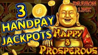 HIGH LIMIT Dragon Link Happy Prosperous  (3) HANDPAY JACKPOTS ~ $125 Bonus Round Slot Machine Casino