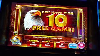 $10 High Limit Eagle bucks Ainsworth Slot machine free spins bonus