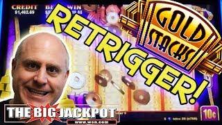 RETRIGGER HANDPAY! 2 Big Wins on Gold Stacks! | The Big Jackpot